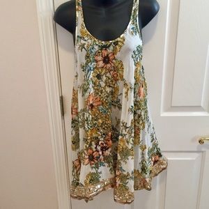 Free People Boho Mini Tank Dress w/sequins
